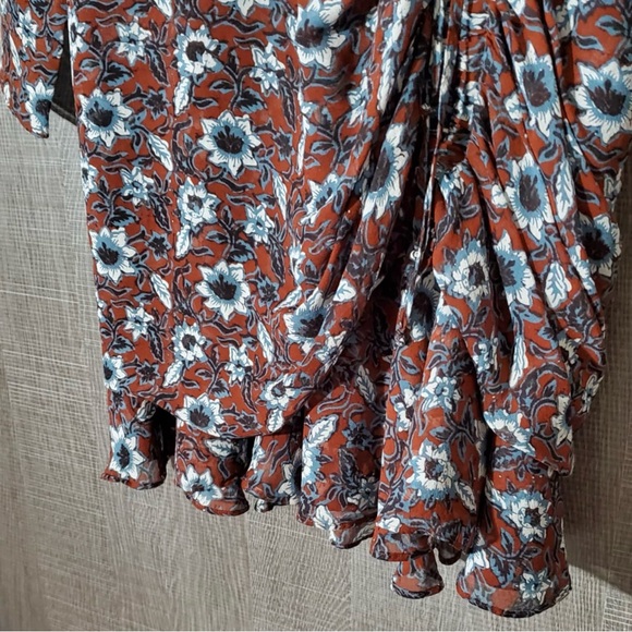 VERONICA BEARD Anjali Silk Floral Ruffled Ruched Mini Dress Sz M/6 - Picture 10 of 13